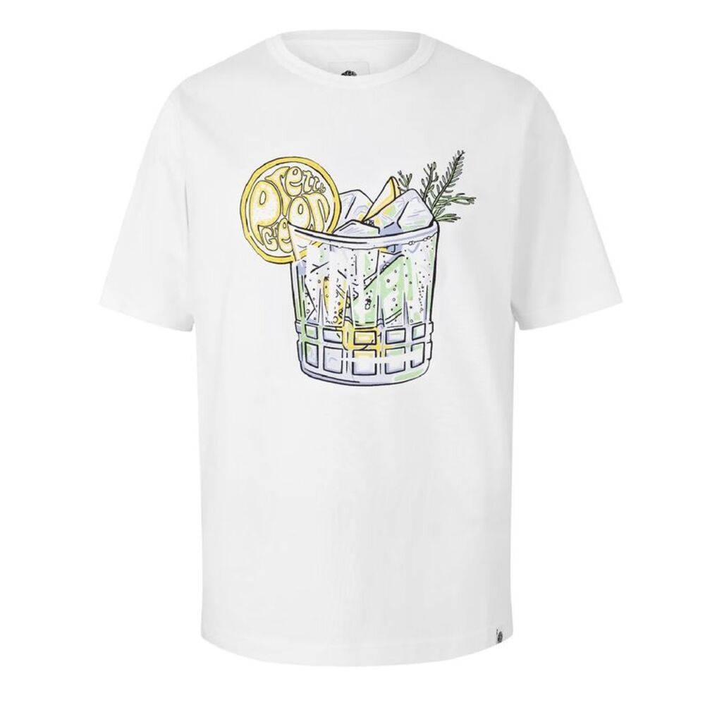 Pretty Green Mens Gin And Tonic Graphic Print T-Shirt / White